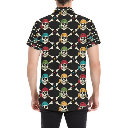 Pirate Pattern Print Design A01 Men's Short Sleeve Button Up Shirt
