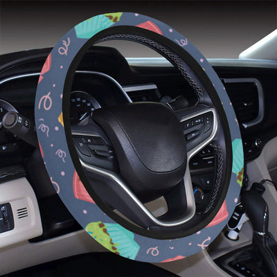 Cupcake Pattern Print Design 02 Steering Wheel Cover with Elastic Edge