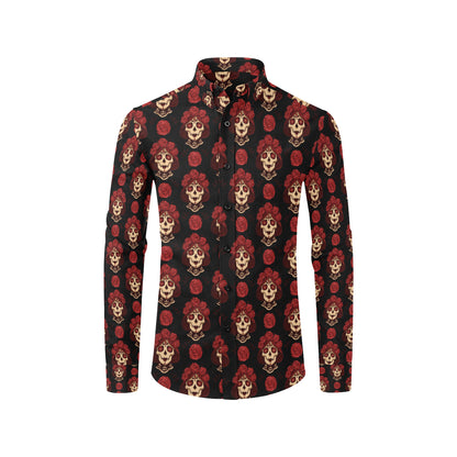 Day of the Dead Skull Girl Pattern Men's Long Sleeve Shirt