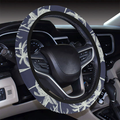 Palm Tree Pattern Print Design PT06 Steering Wheel Cover with Elastic Edge