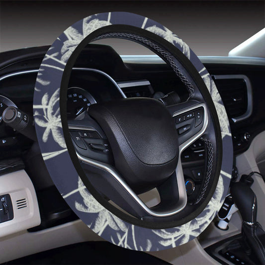 Palm Tree Pattern Print Design PT06 Steering Wheel Cover with Elastic Edge