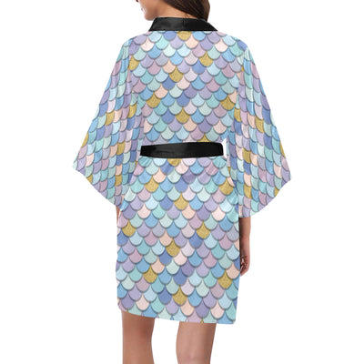 Mermaid Scales Pattern Print Design 05 Women's Short Kimono