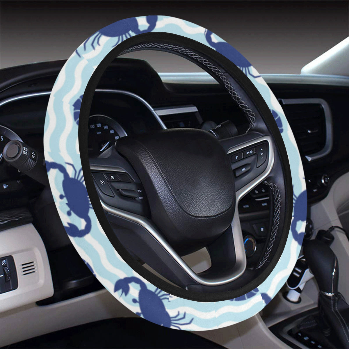 Crab Pattern Print Design 04 Steering Wheel Cover with Elastic Edge