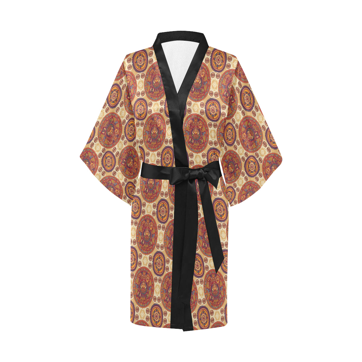 Calendar Aztec Pattern Print Design 01 Women's Short Kimono