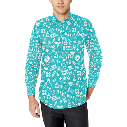 Medical Pattern Print Design 04 Men's Long Sleeve Shirt