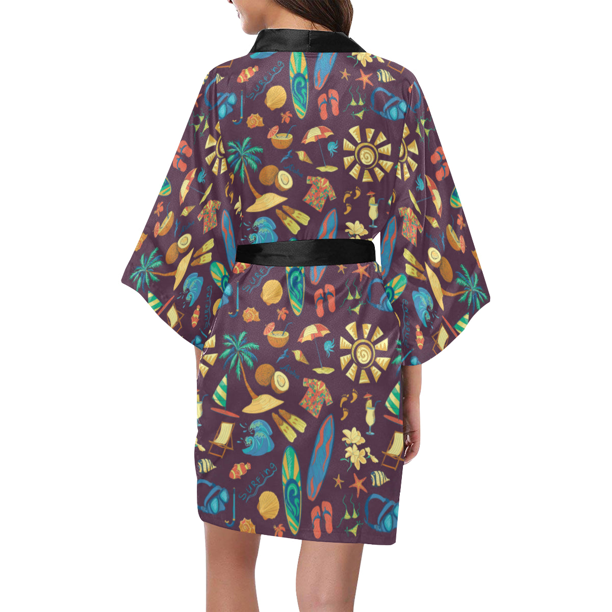 Aloha Hawaii Pattern Print Design 01 Women's Short Kimono