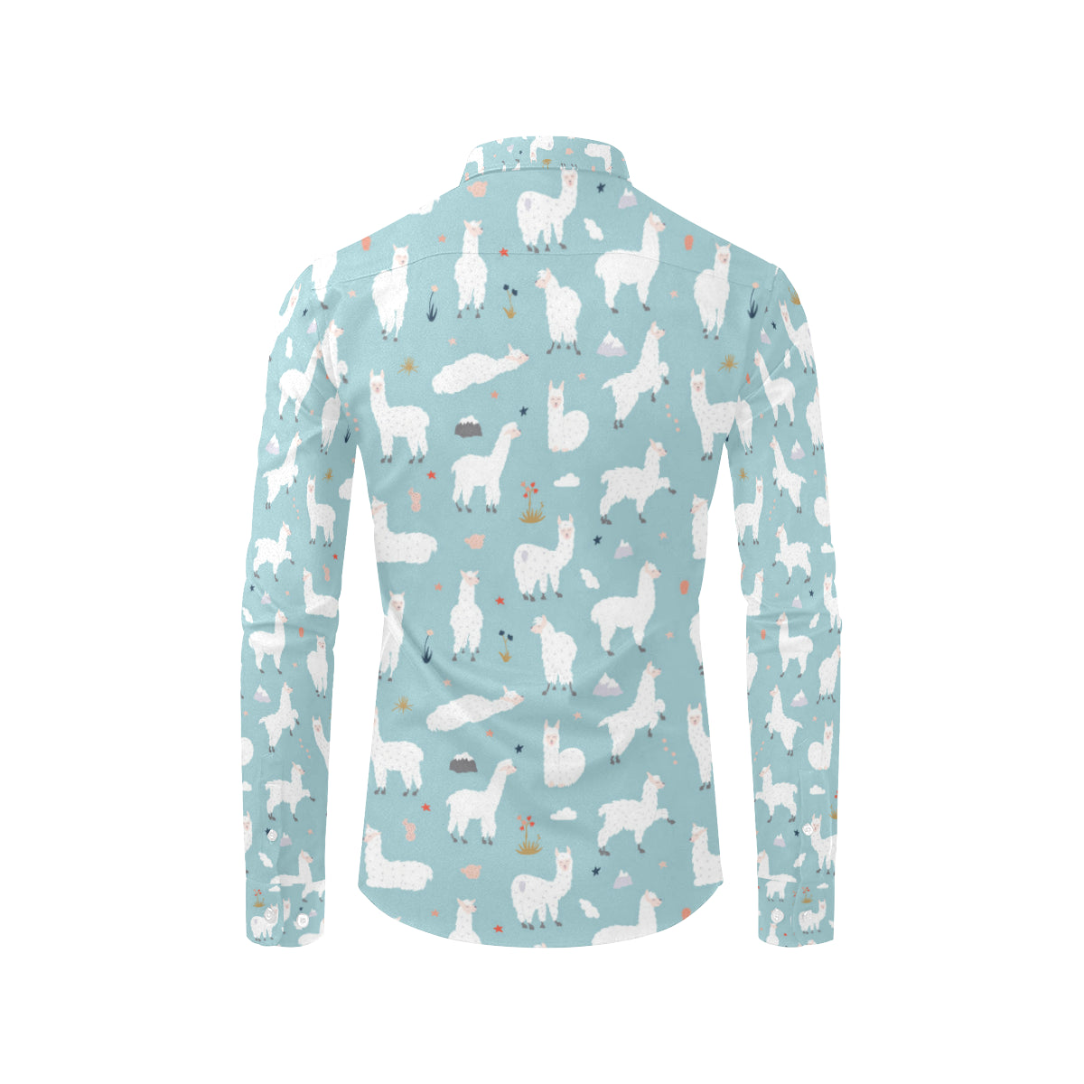 Alpaca Pattern Print Design 02 Men's Long Sleeve Shirt