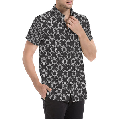 Celtic Pattern Print Design 06 Men's Short Sleeve Button Up Shirt