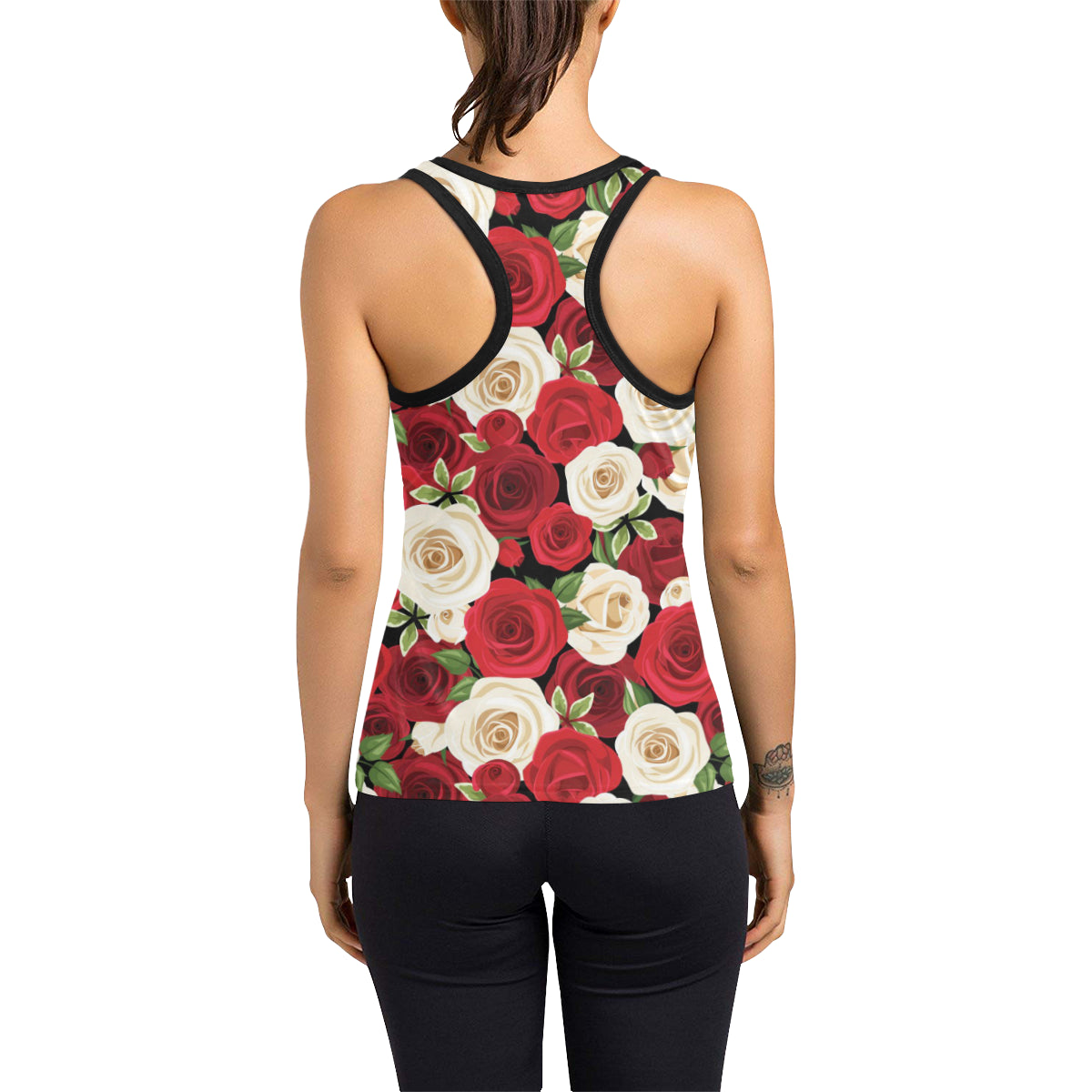 Rose Pattern Print Design RO06 Women's Racerback Tank Top