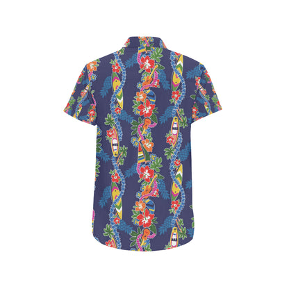 Hawaiian Themed Pattern Print Design H04 Men's Short Sleeve Button Up Shirt