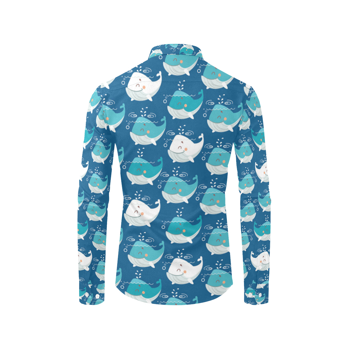 Blue Whale Pattern Print Design 01 Men's Long Sleeve Shirt