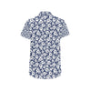 Hibiscus Blue Hawaiian Flower Style Men's Short Sleeve Button Up Shirt