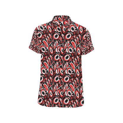 Totem Pole Texture Design Men's Short Sleeve Button Up Shirt