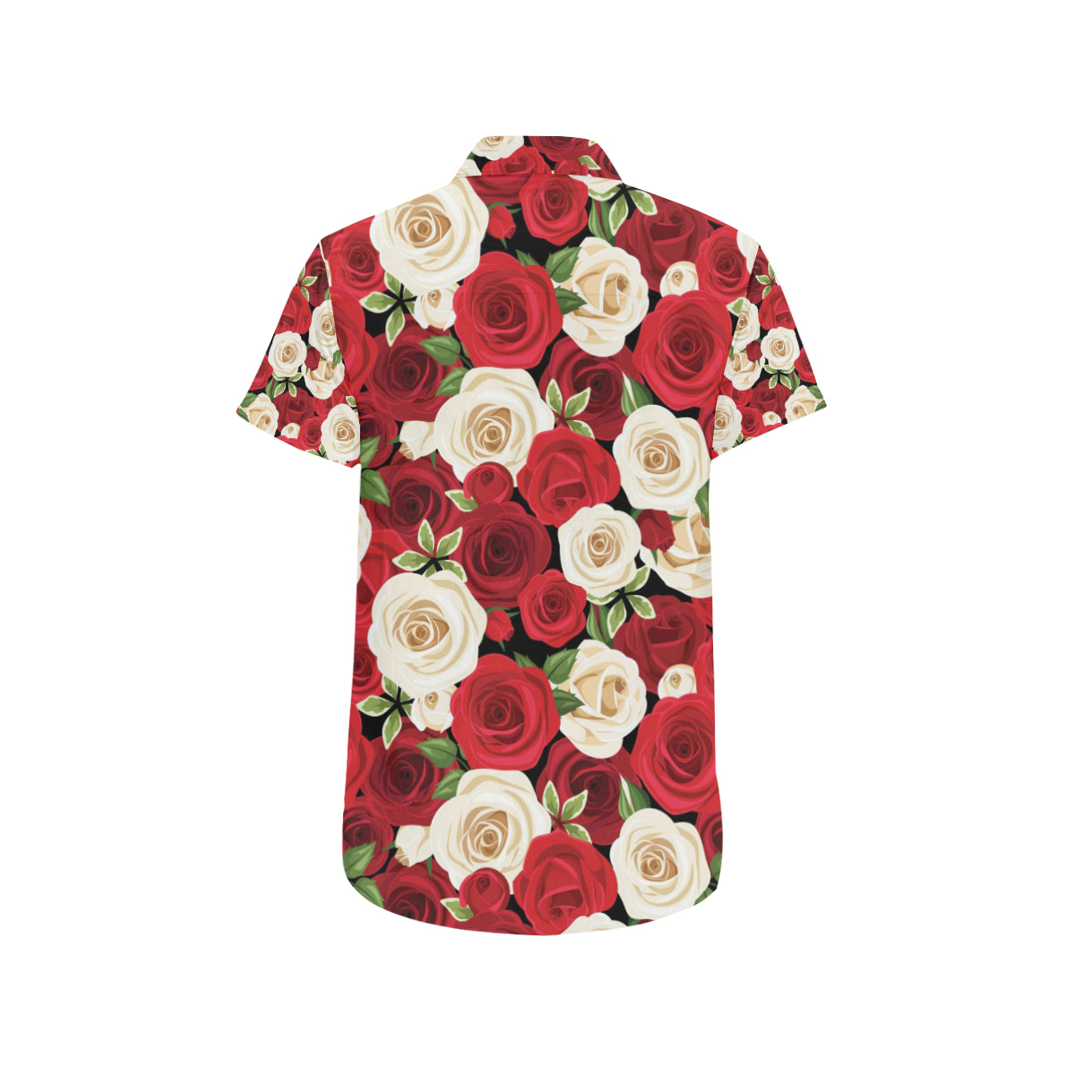 Rose Pattern Print Design RO06 Men's Short Sleeve Button Up Shirt