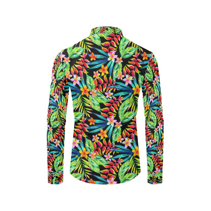 Heliconia Pattern Print Design HL09 Men's Long Sleeve Shirt