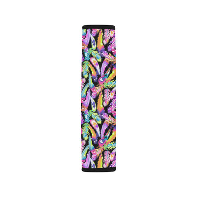 Neon Feather Pattern Print Design A02 Car Seat Belt Cover