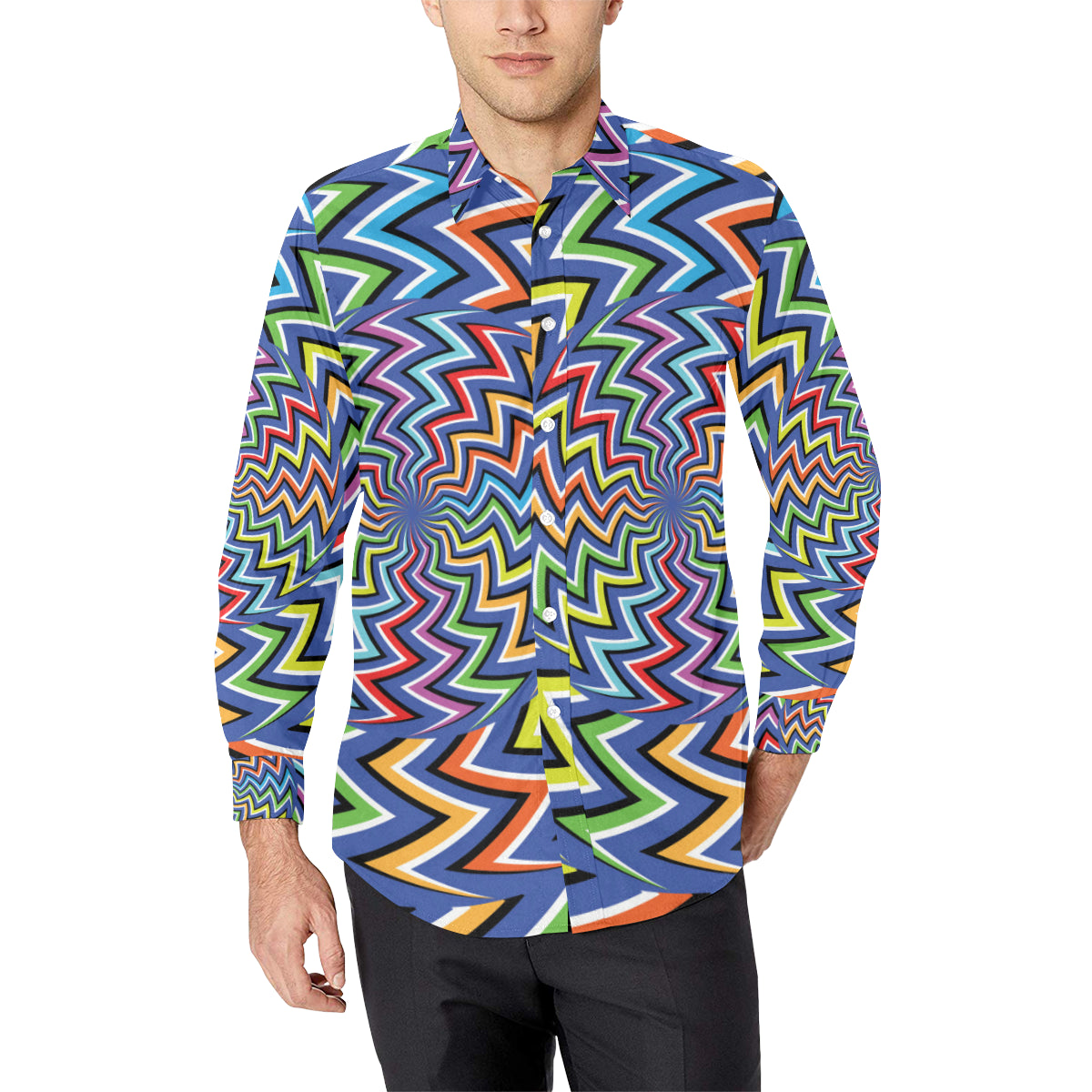Optical illusion Pattern Print Design A02 Men's Long Sleeve Shirt