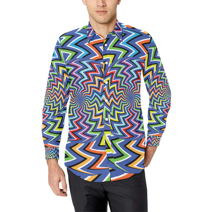 Optical illusion Pattern Print Design A02 Men's Long Sleeve Shirt