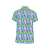 Elephant Art color Print Pattern Men's Short Sleeve Button Up Shirt