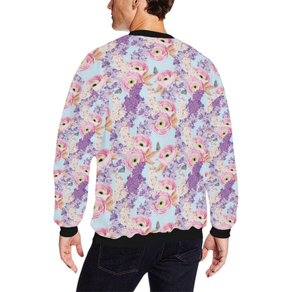 Lilac Pattern Print Design LI03 Men Long Sleeve Sweatshirt