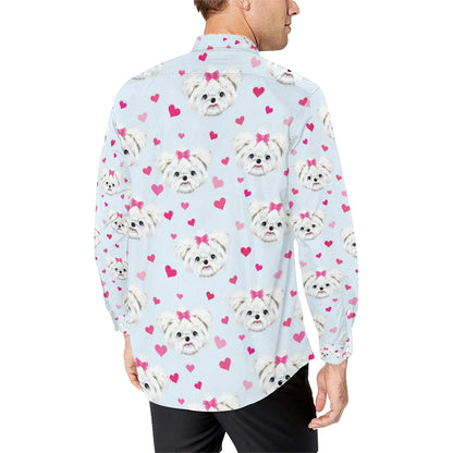 Maltese Pattern Print Design 03 Men's Long Sleeve Shirt