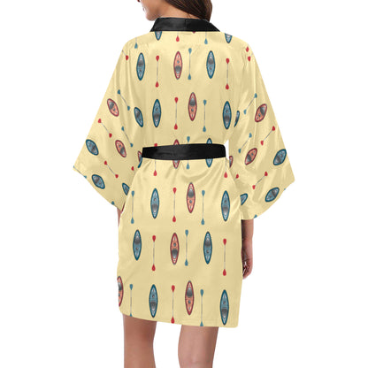Kayak Pattern Print Design 02 Women's Short Kimono