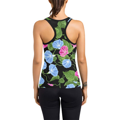 Morning Glory Pattern Print Design MG04 Women's Racerback Tank Top