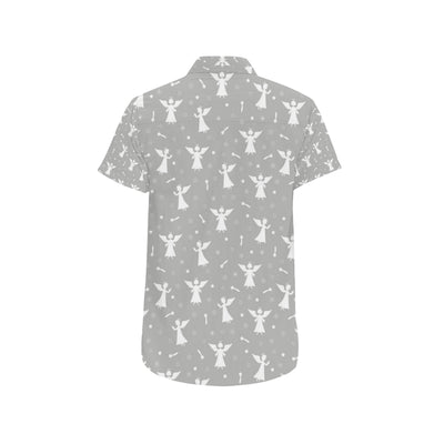 Angel Pattern Print Design 03 Men's Short Sleeve Button Up Shirt