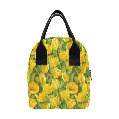 Tulip Yellow Pattern Print Design TP010 Insulated Lunch Bag