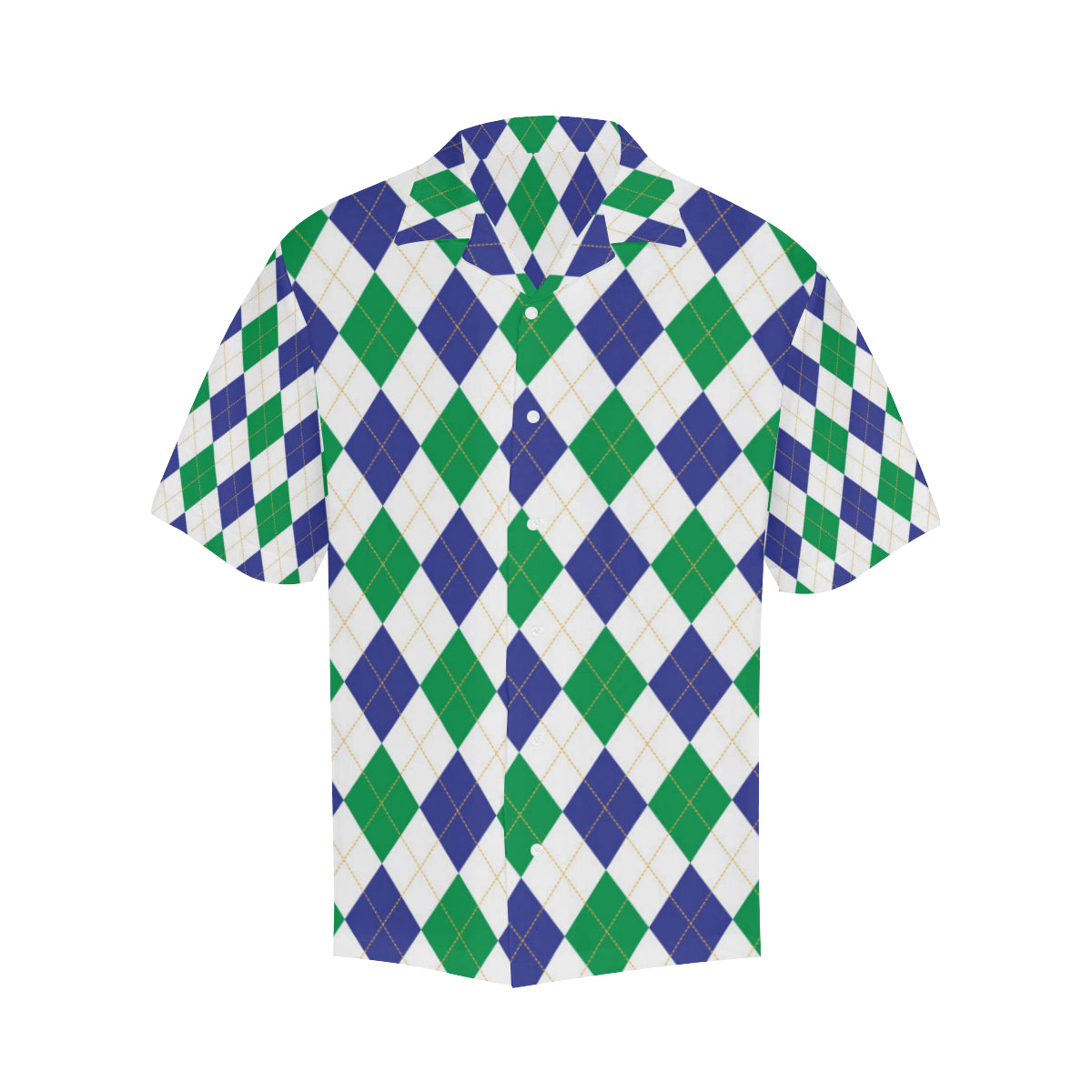 Argyle Green Blue Pattern Print Design 03 Men's Hawaiian Shirt