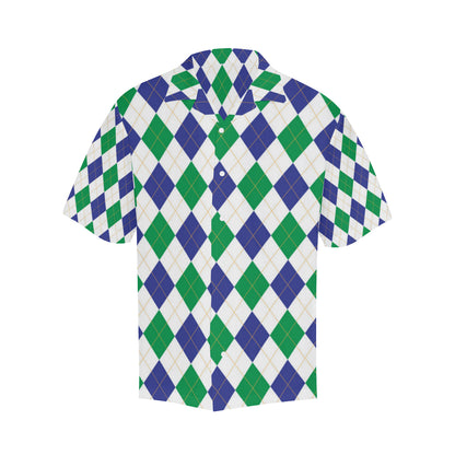Argyle Green Blue Pattern Print Design 03 Men's Hawaiian Shirt