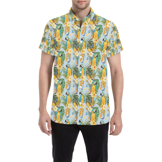 Parrot Pattern Print Design A04 Men's Short Sleeve Button Up Shirt