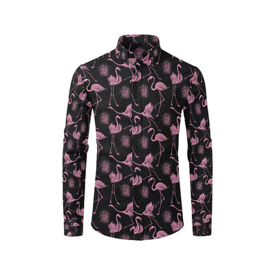 Flamingo Pink Print Pattern Men's Long Sleeve Shirt
