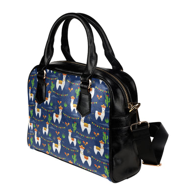 Llama Cactus Pattern Print Design 05 Shoulder Handbag