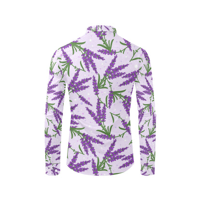 Lavender Pattern Print Design LV02 Men's Long Sleeve Shirt