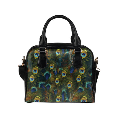 Peacock Feather Pattern Print Design A03 Shoulder Handbag