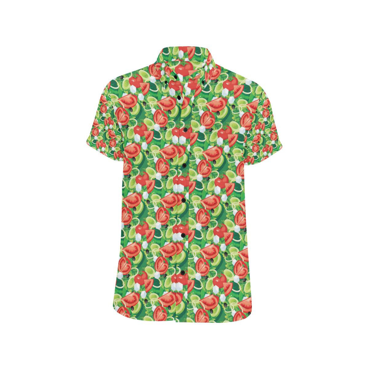 Vegan Salad Themed Design Print Men's Short Sleeve Button Up Shirt