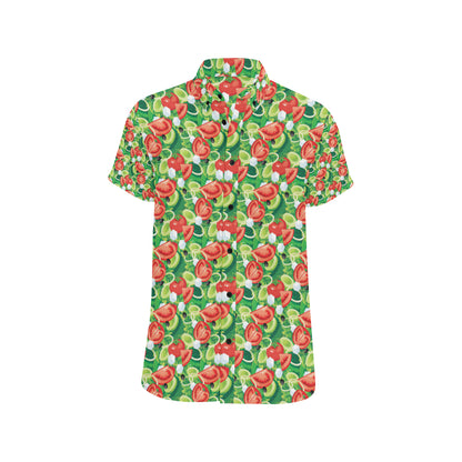 Vegan Salad Themed Design Print Men's Short Sleeve Button Up Shirt