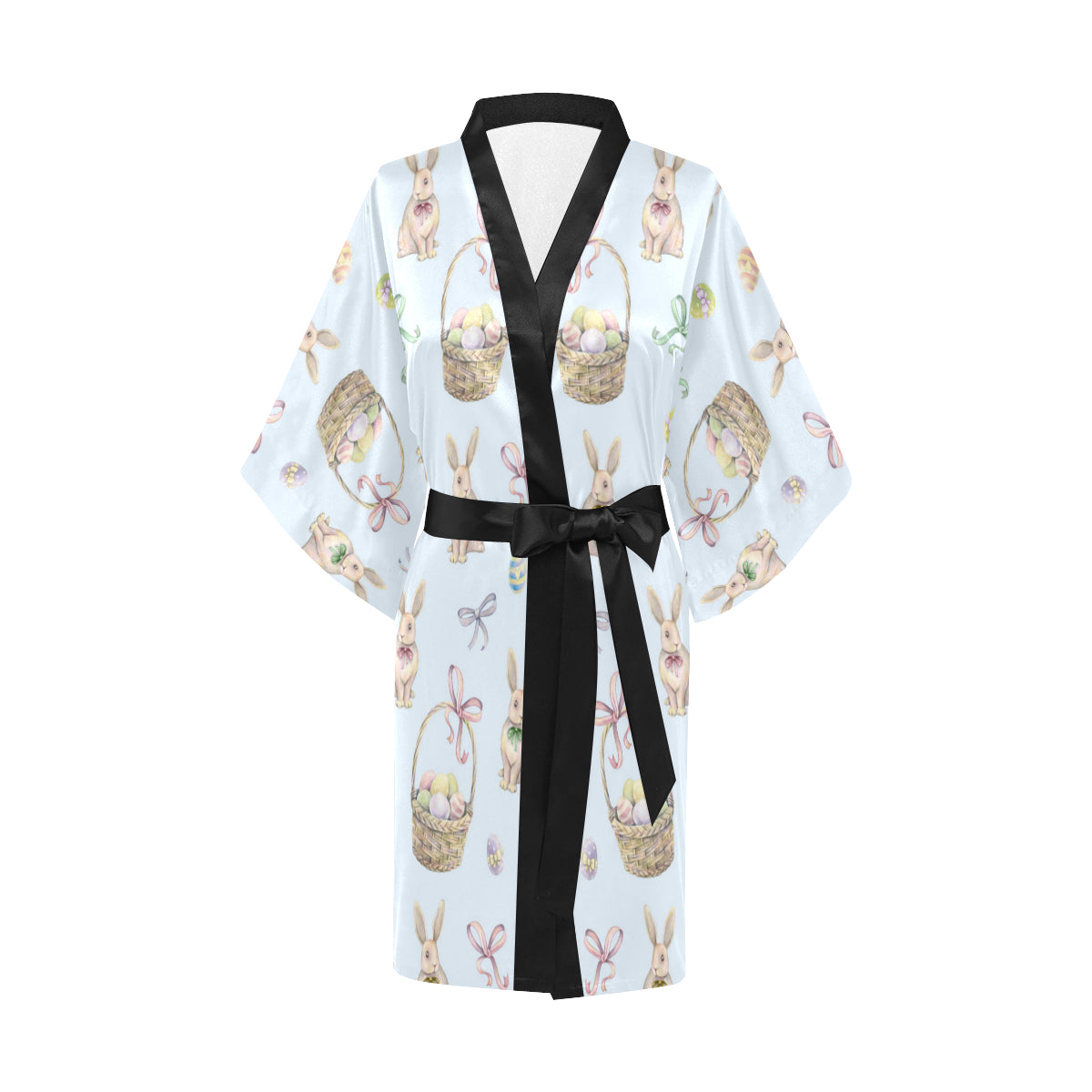 Rabbit Easter Eggs Pattern Print Design 03 Women's Short Kimono