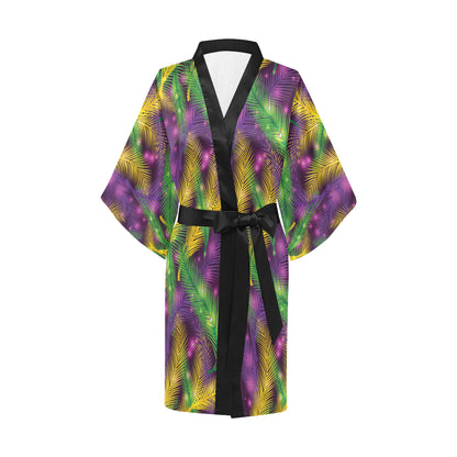 Mardi Gras Pattern Print Design 09 Women's Short Kimono