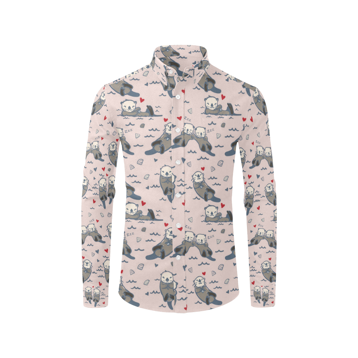 Sea Otter Pattern Print Design 02 Men's Long Sleeve Shirt