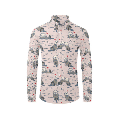 Sea Otter Pattern Print Design 02 Men's Long Sleeve Shirt