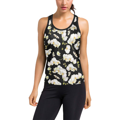 Orchid White Pattern Print Design OR011 Women's Racerback Tank Top