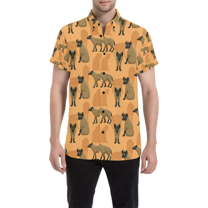 Hyena Pattern Print Design 01 Men's Short Sleeve Button Up Shirt