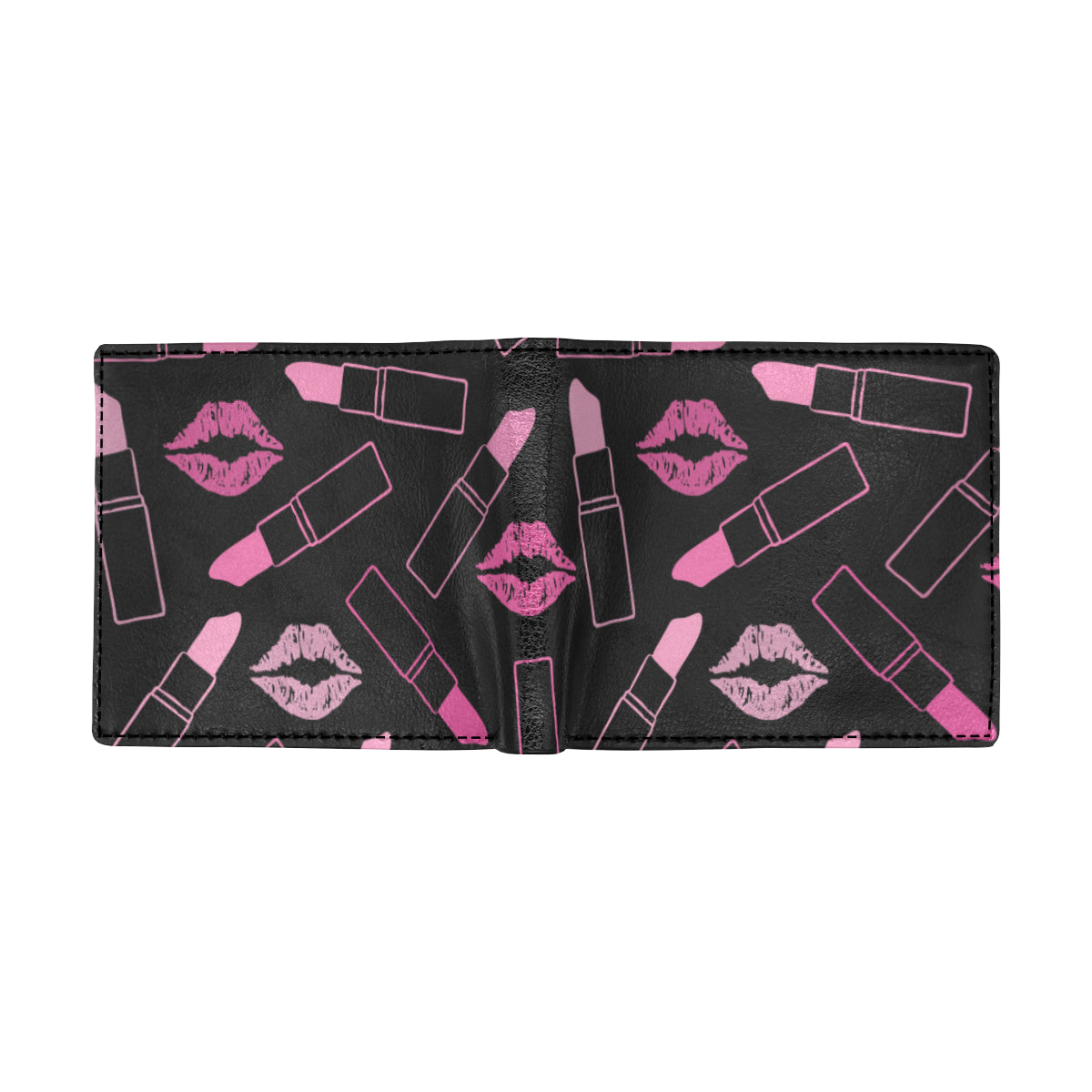 Lipstick Pink Pattern Print Design 01 Men's ID Card Wallet