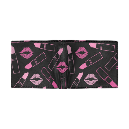 Lipstick Pink Pattern Print Design 01 Men's ID Card Wallet