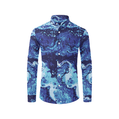 Ocean Liquid Pattern Print Design A03 Men's Long Sleeve Shirt