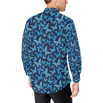 Butterfly Pattern Print Design 03 Men's Long Sleeve Shirt