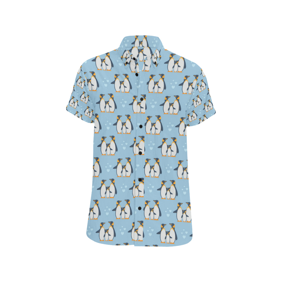 Penguin Pattern Print Design A04 Men's Short Sleeve Button Up Shirt