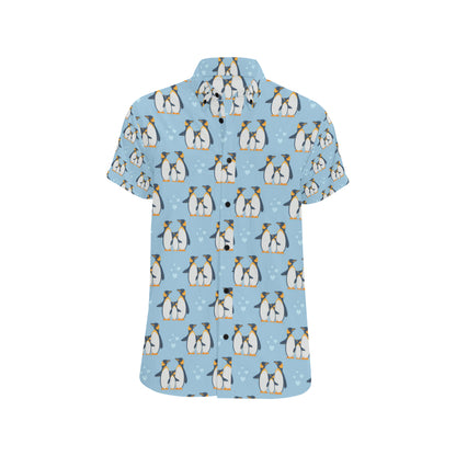 Penguin Pattern Print Design A04 Men's Short Sleeve Button Up Shirt